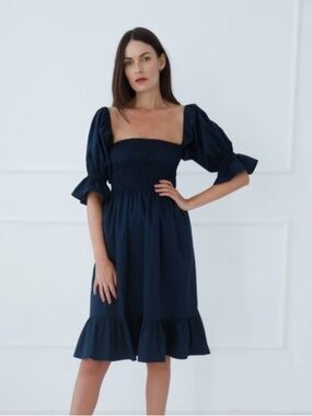 Monica Nera Isabel Dress in Navy NWOT S